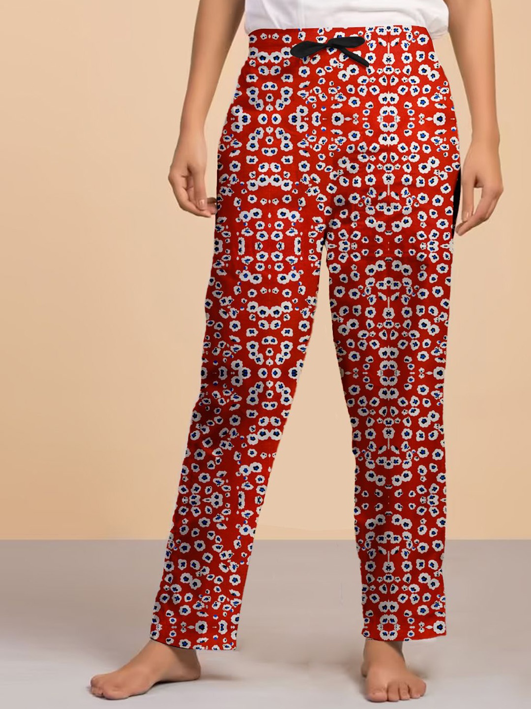 

LYRA Women Printed Cotton Lounge Pant, Red