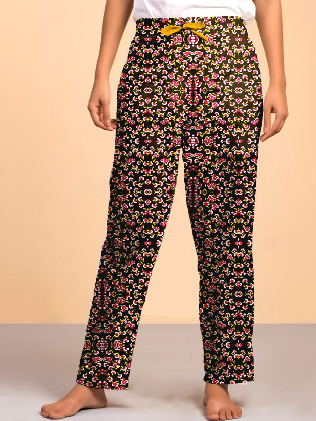 

LYRA Women Printed Relax-Fit Mid-Rise Cotton Lounge Pant, Olive