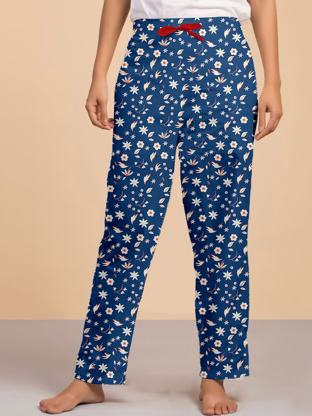 

LYRA Women Printed Cotton Bio-Wash Lounge Pant, Blue