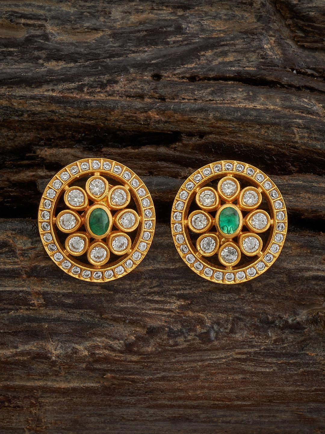 

Kushal's Fashion Jewellery 92.5 Pure Silver Gold-Plated Classic Studs Earrings