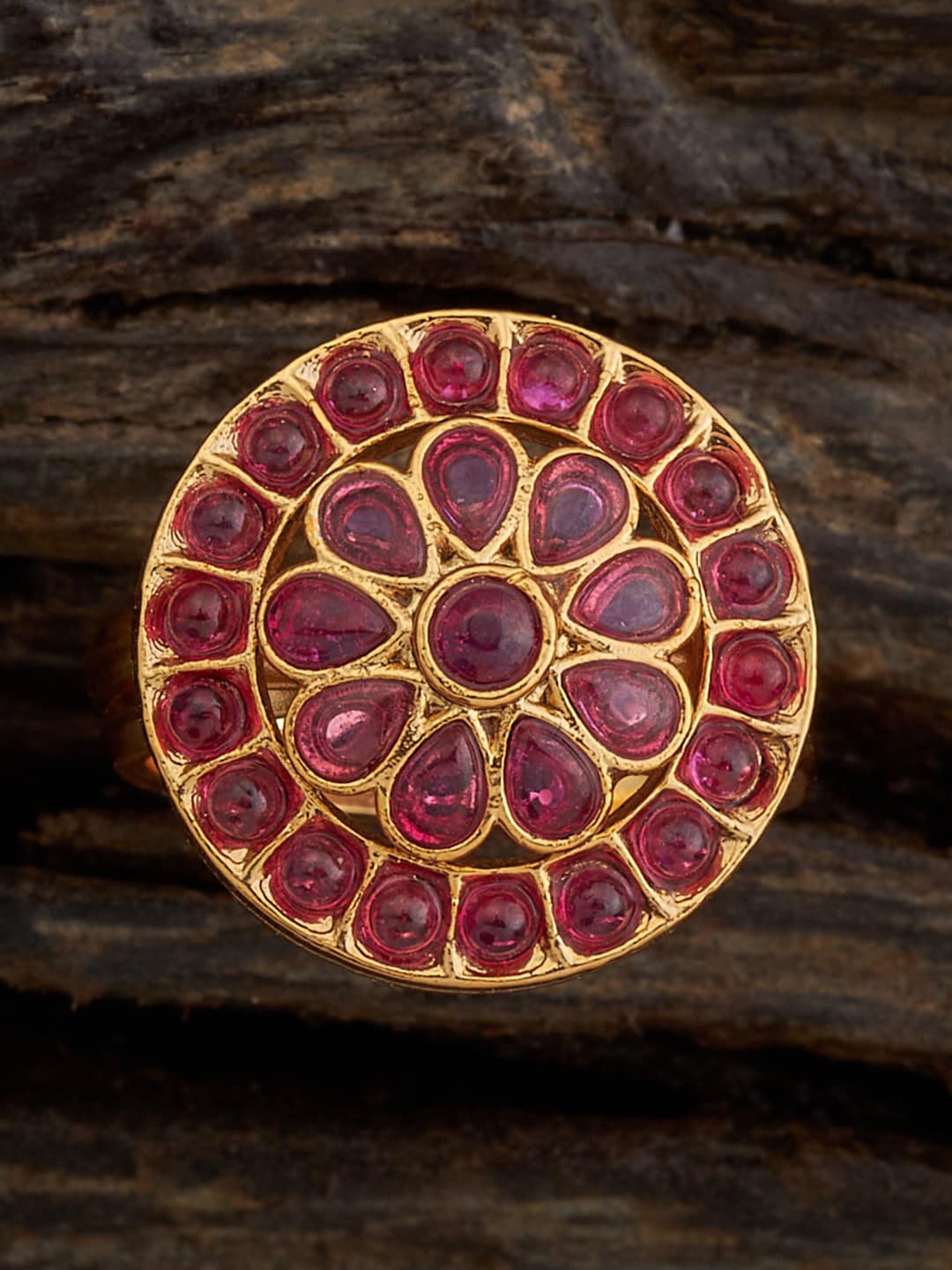 

Kushal's Fashion Jewellery Gold-Plated Stone-Studded Adjustable Finger Ring