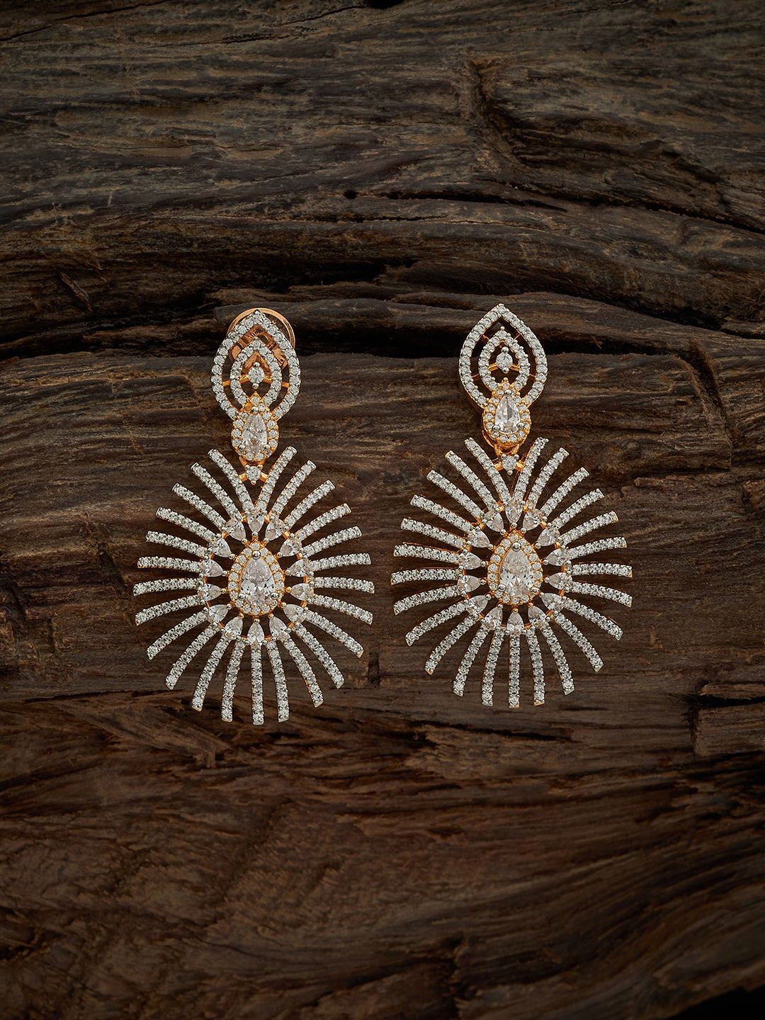 

Kushal's Fashion Jewellery Rhodium-Plated Cubic Zirconia Drop Earrings, White