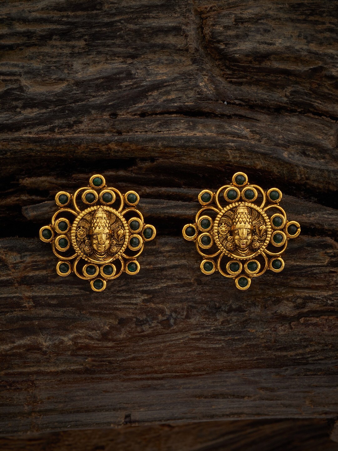

Kushal's Fashion Jewellery Gold-Plated Temple Circular Studs Earrings