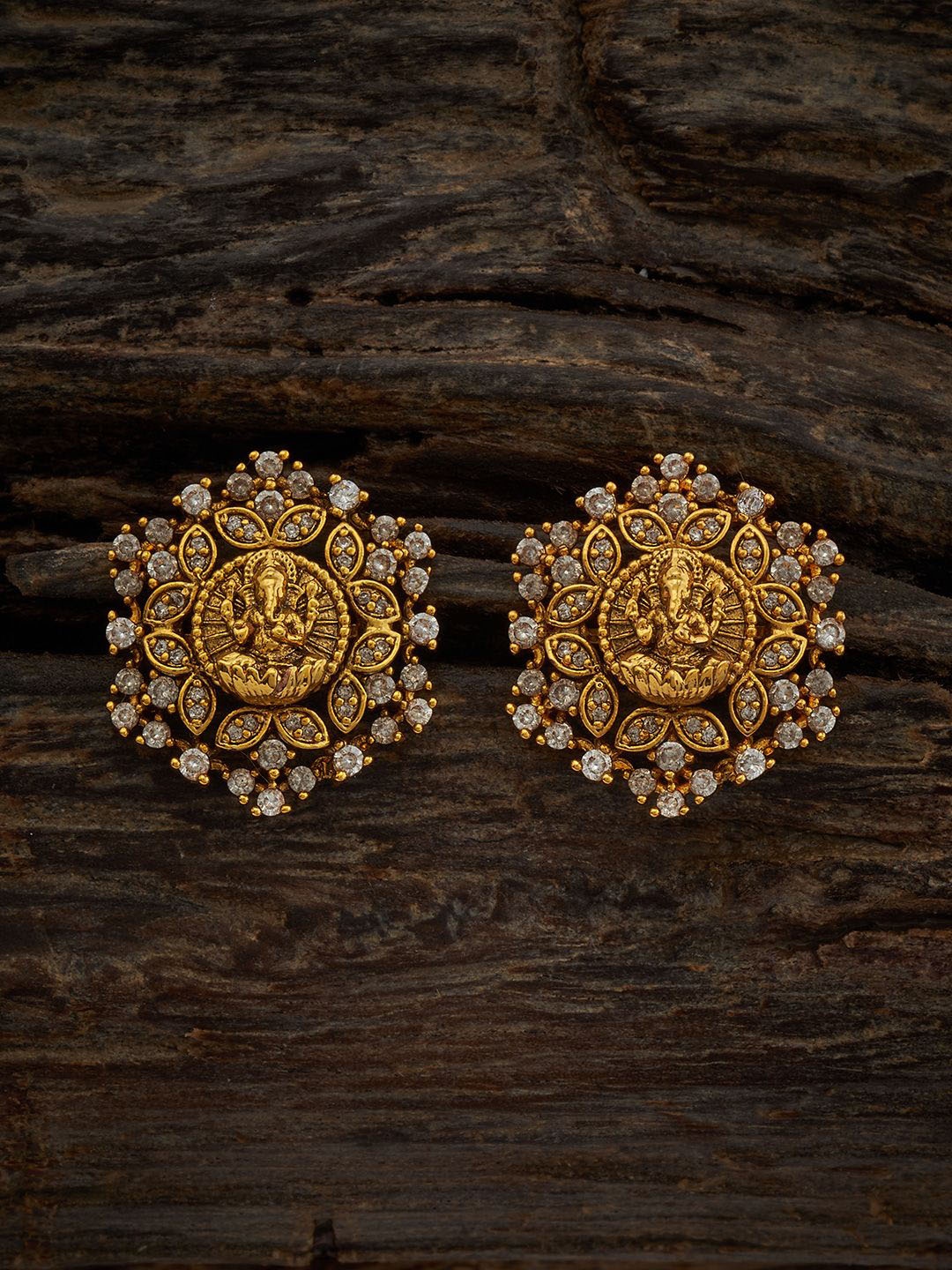 

Kushal's Fashion Jewellery Gold-Plated Cubic Zirconia Studded Studs Earrings