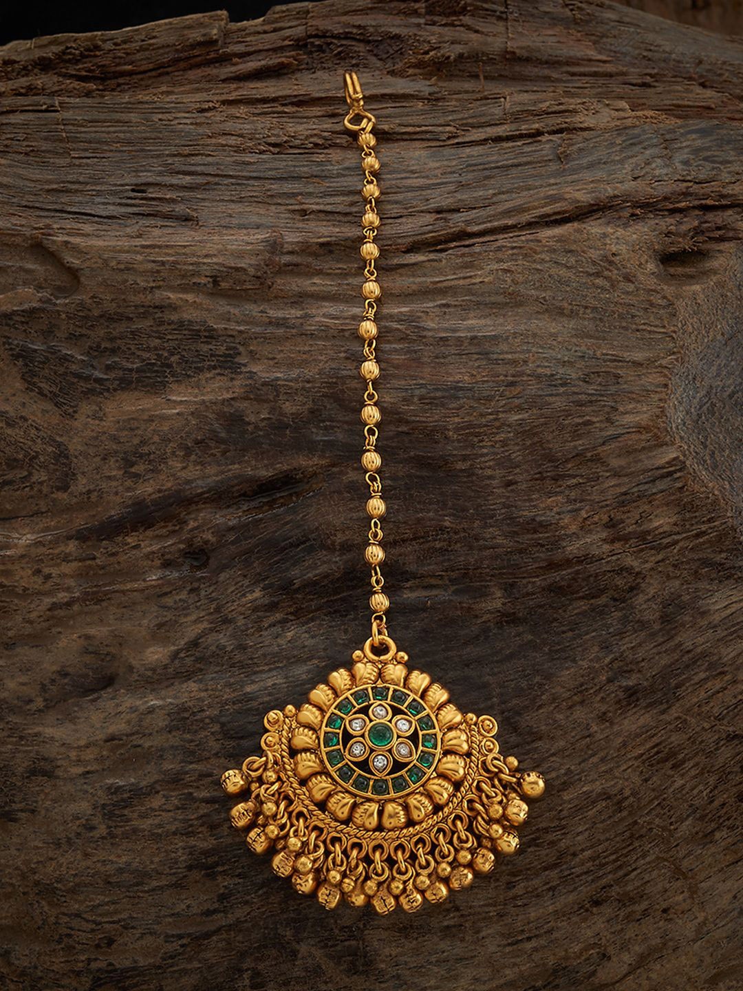 

Kushal's Fashion Jewellery Gold-Plated Stones Studded Antique Maang Tikka