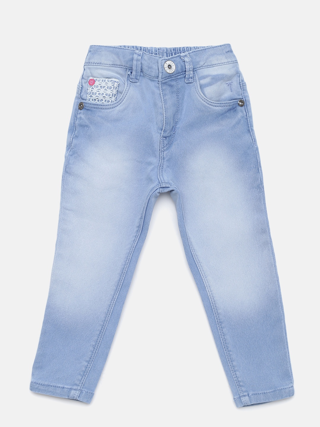 

Palm Tree Girls Blue Slim Fit Mid-Rise Clean Look Jeans