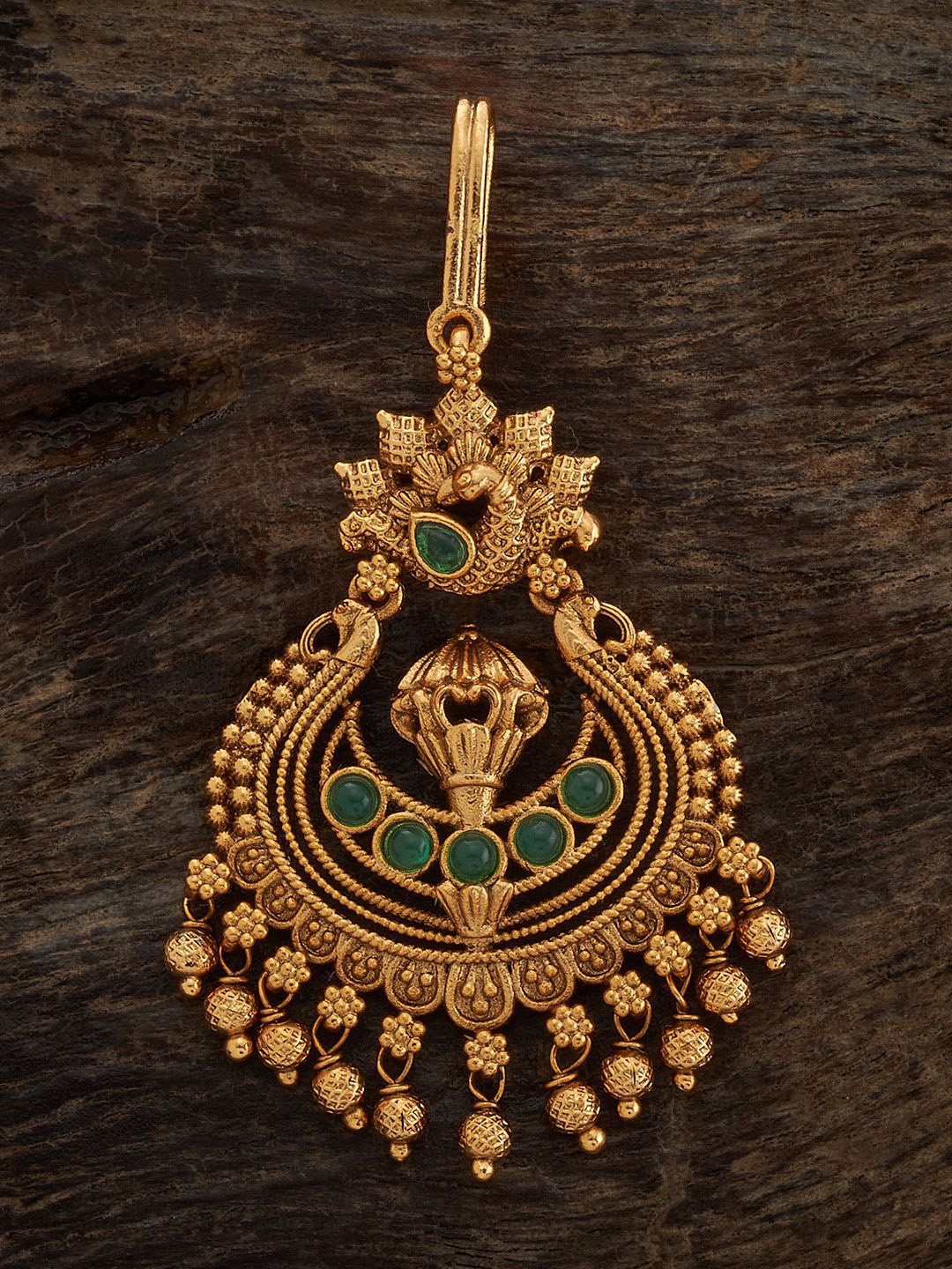 

Kushal's Fashion Jewellery Gold-Plated Stones Studded Antique Maang Tikka