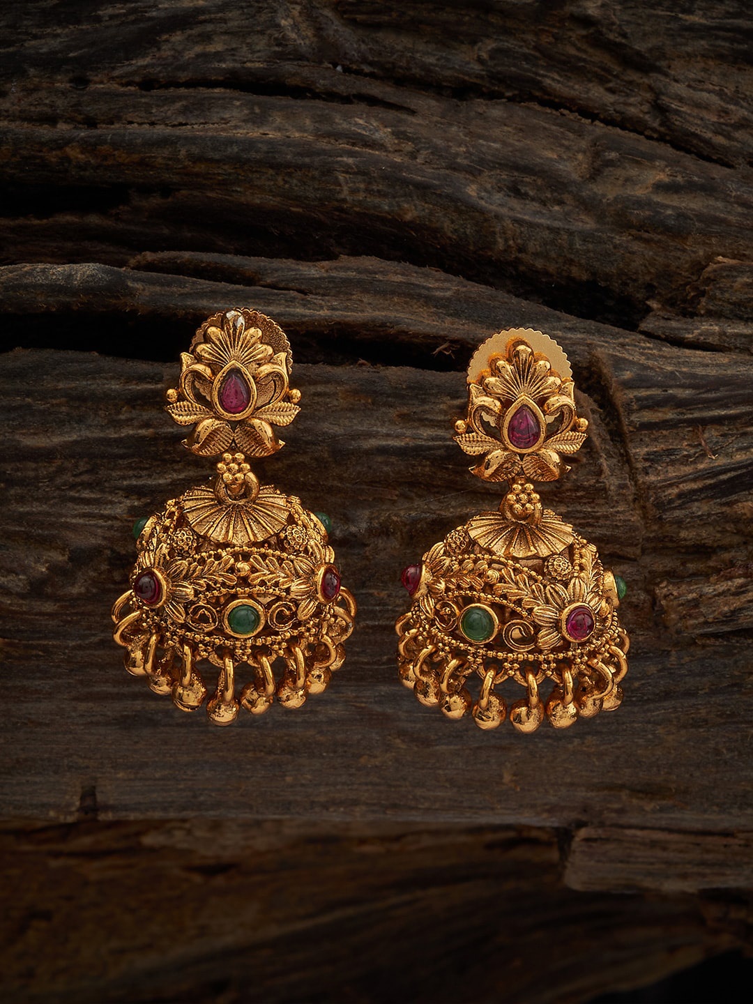 

Kushal's Fashion Jewellery Gold-Plated Dome Shaped Jhumkas Earrings