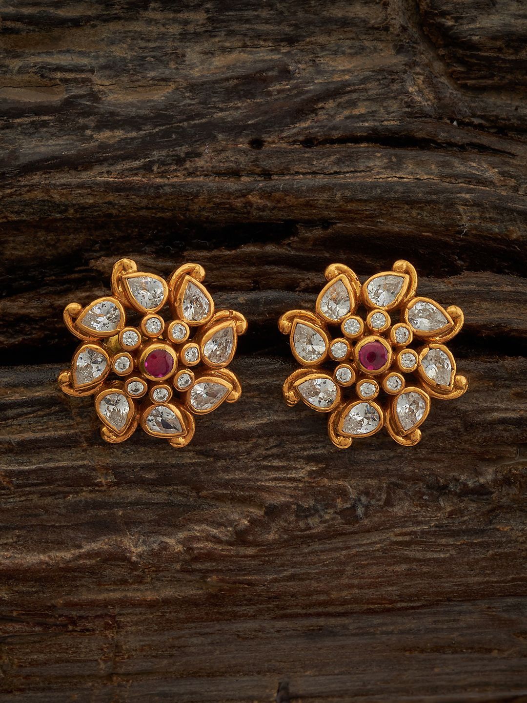 

Kushal's Fashion Jewellery Gold-Plated Floral 92.5 Pure Silver Studs Earrings
