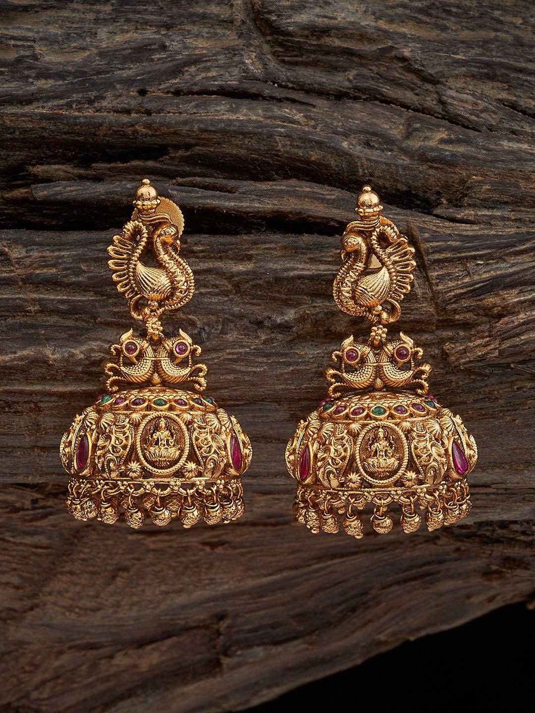 

Kushal's Fashion Jewellery Gold-Plated Dome Shaped Jhumkas