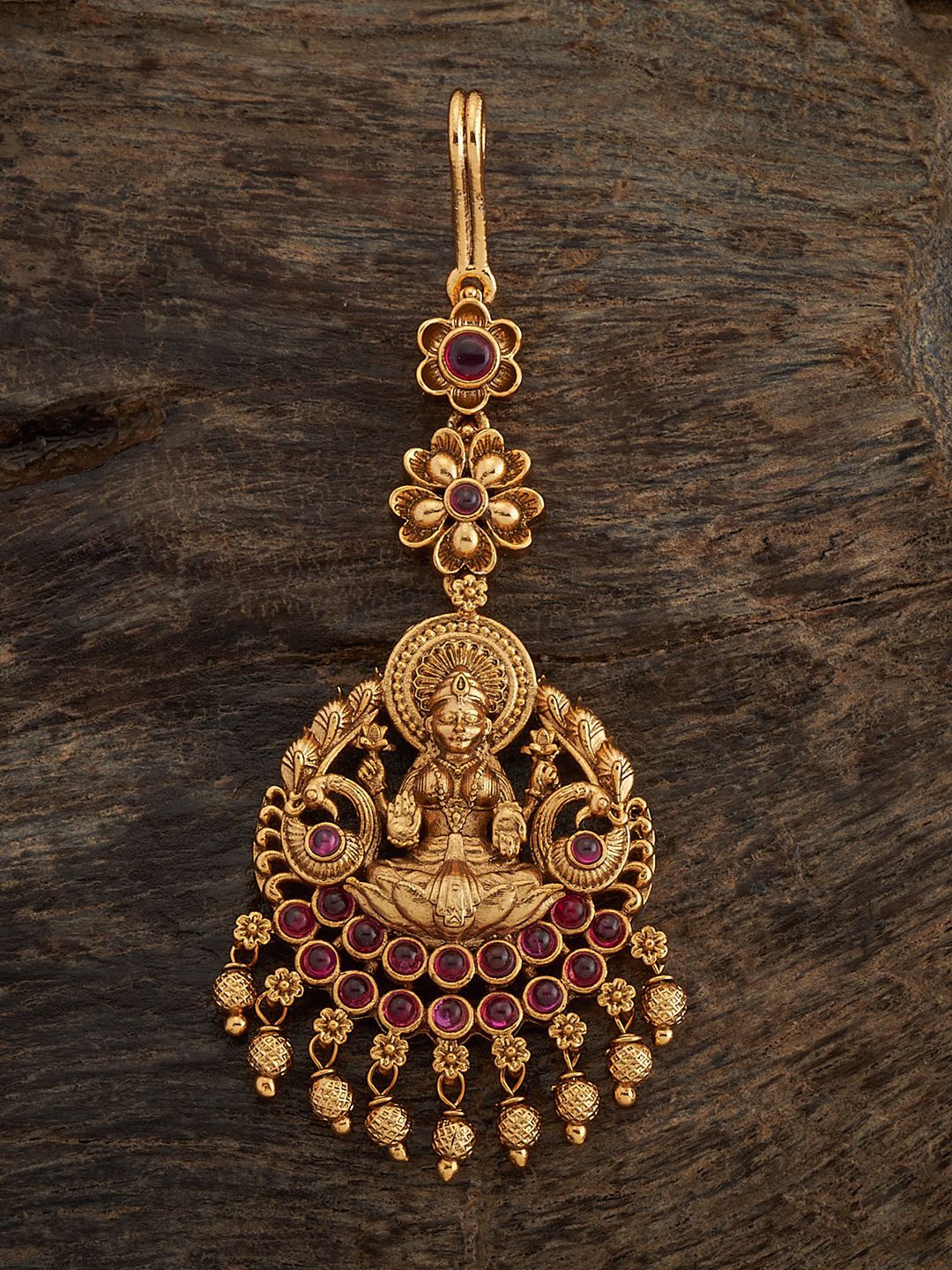 

Kushal's Fashion Jewellery Gold-Plated Artificial Stones Studded Maang Tikka