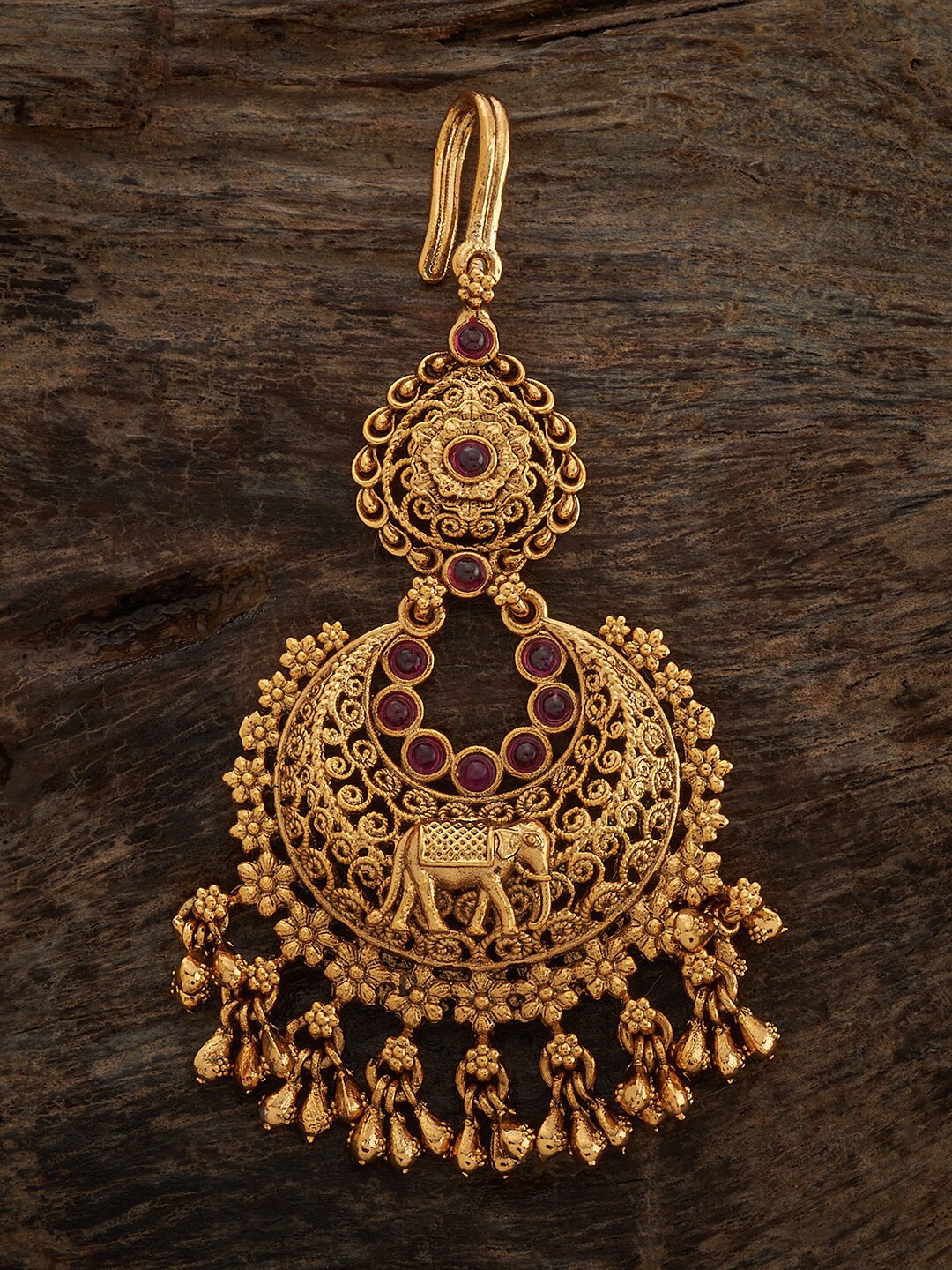 

Kushal's Fashion Jewellery Gold-Plated Artificial Stones Studded Maang Tikka