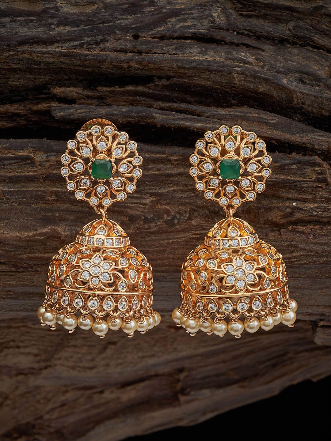 

Kushal's Fashion Jewellery Gold-Plated Dome Shaped Jhumkas Earrings