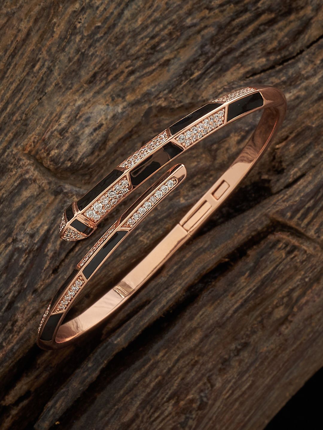 

Kushal's Fashion Jewellery Cubic Zirconia Rose Gold Plated Kada Bracelet