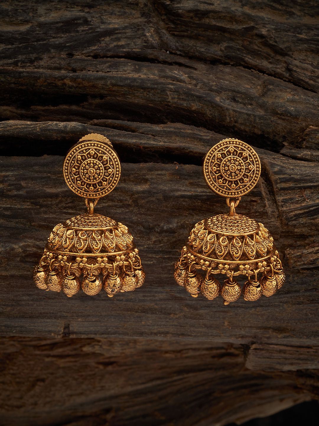 

Kushal's Fashion Jewellery Gold-Plated Dome Shaped Jhumkas