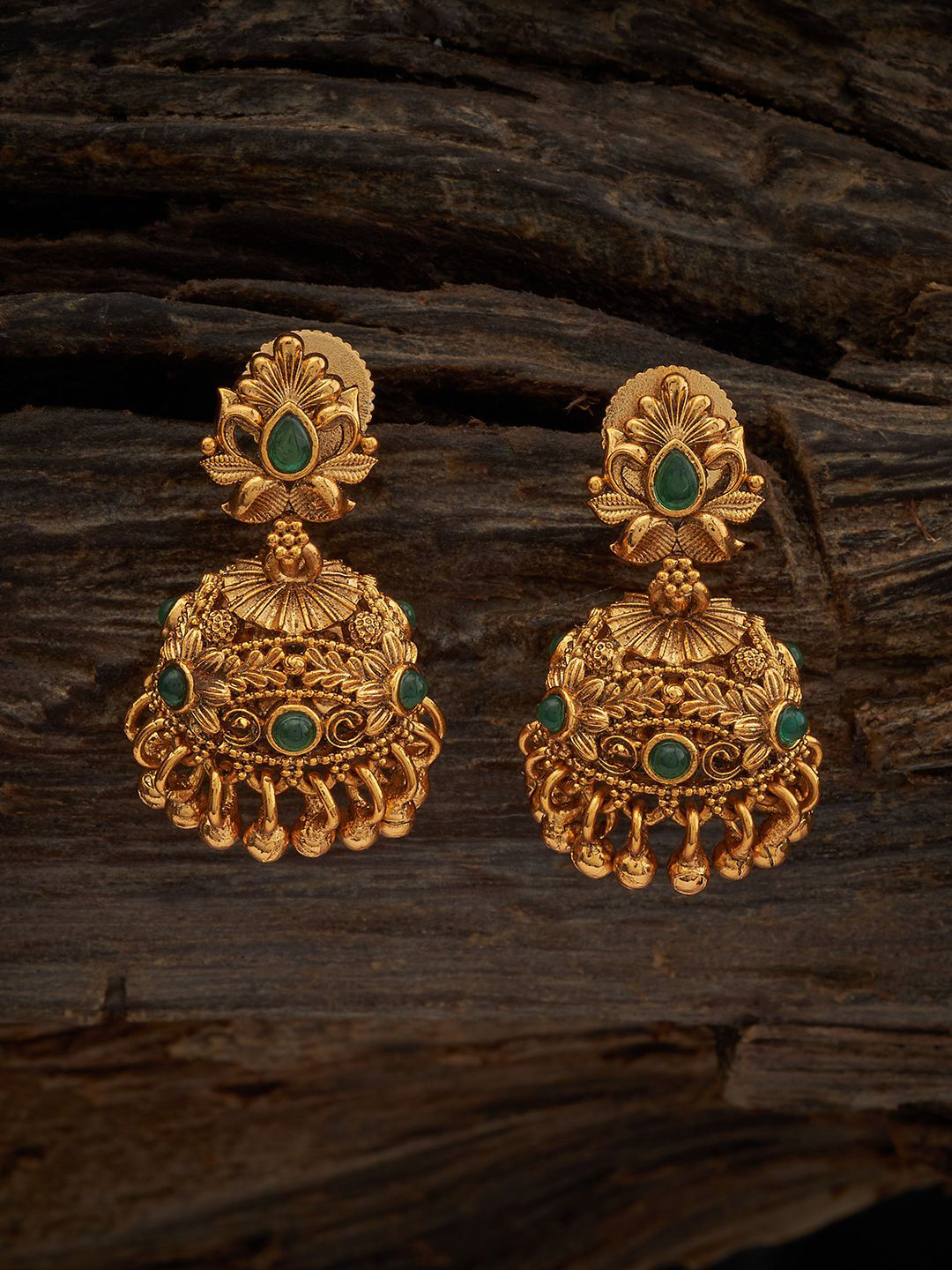 

Kushal's Fashion Jewellery Gold-Plated Dome Shaped Jhumkas Earrings