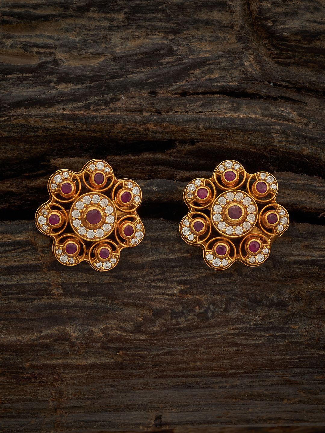 

Kushal's Fashion Jewellery Gold-Plated Floral 92.5 Pure Silver Studs Earrings
