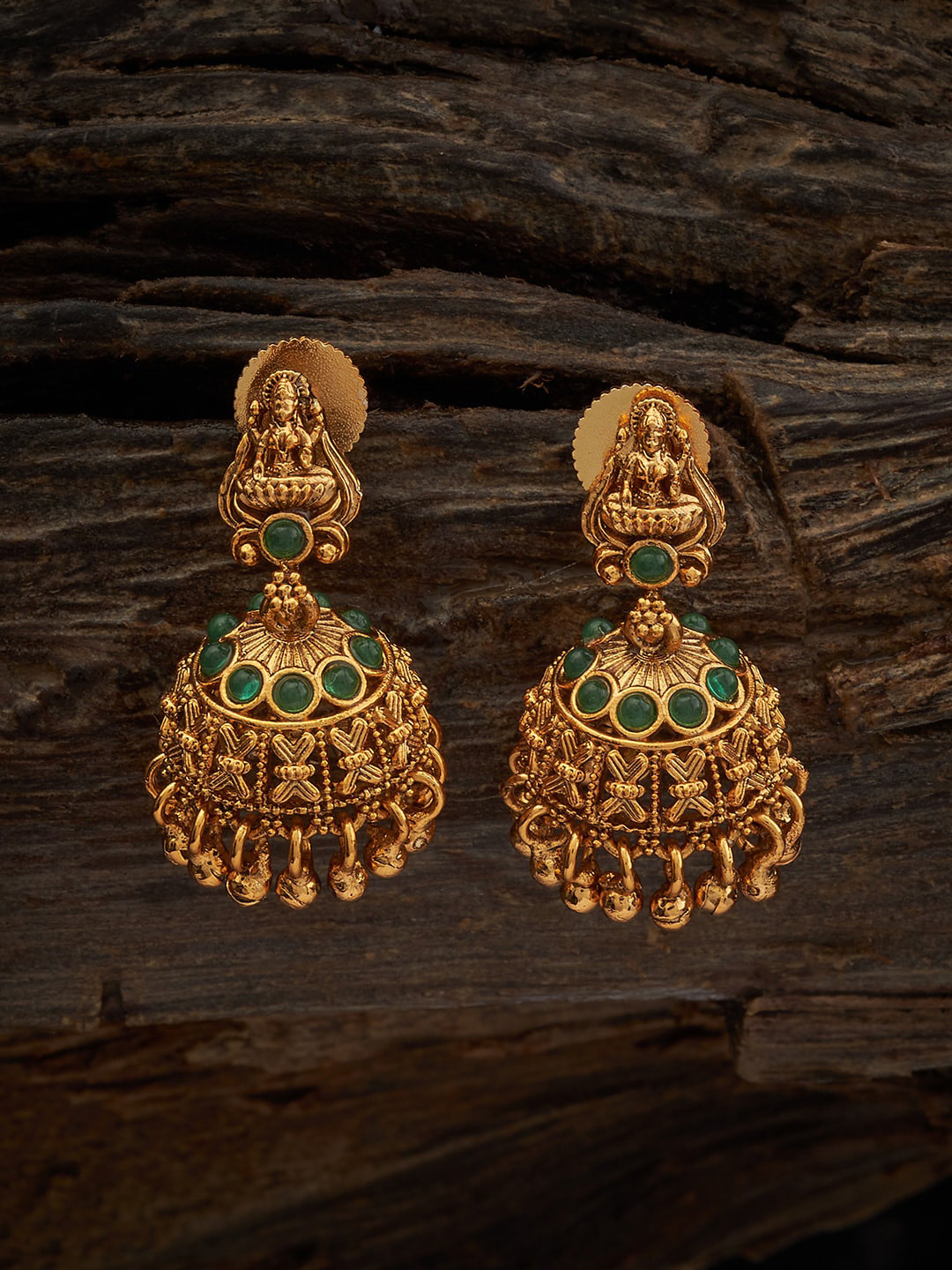 

Kushal's Fashion Jewellery Gold Plated Dome Shaped Antique Jhumkas