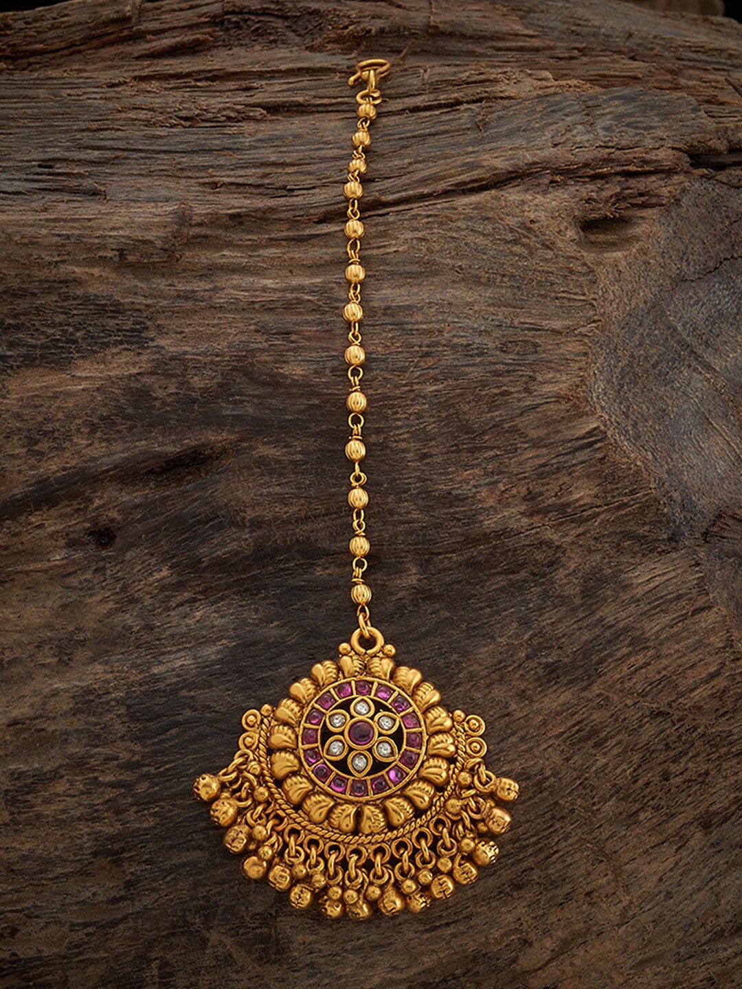 

Kushal's Fashion Jewellery Gold Plated Artificial Stones Studded Maang Tikka
