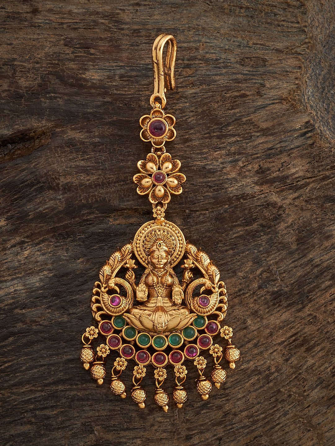 

Kushal's Fashion Jewellery Gold Plated Artificial Stones Studded Maang Tikka