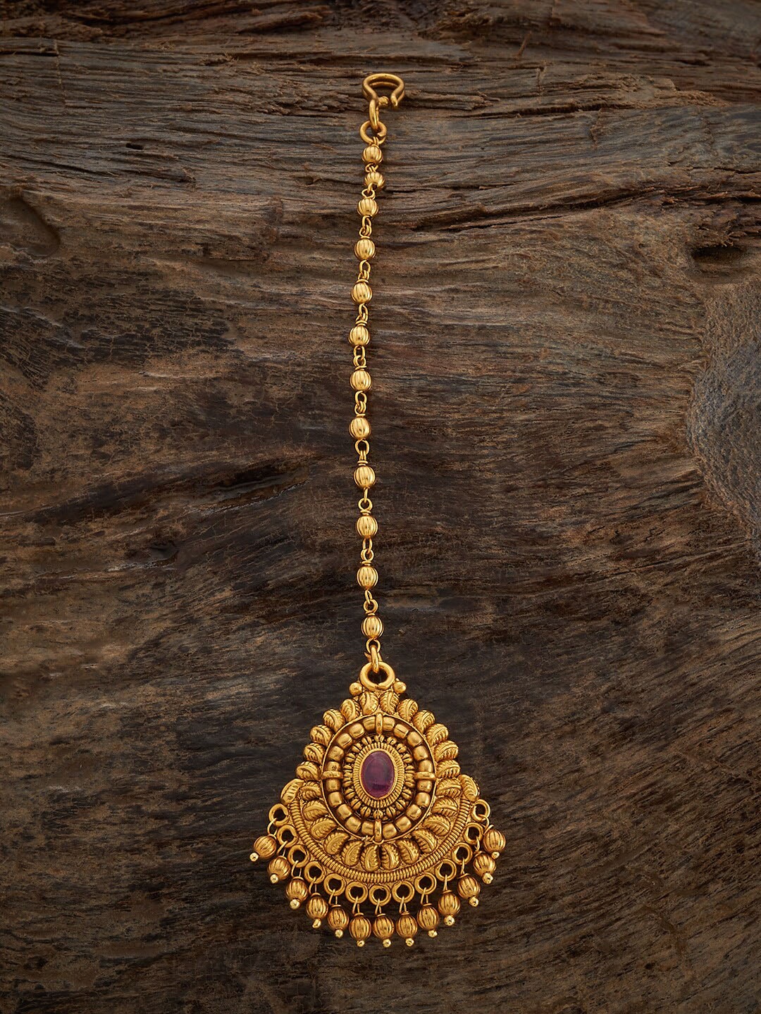 

Kushal's Fashion Jewellery Gold-Plated Artificial Stones Studded Maang Tikka