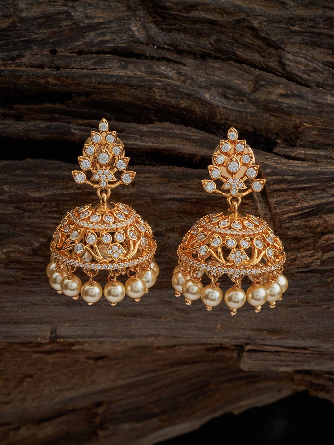 

Kushal's Fashion Jewellery Gold-Plated Dome Shaped Jhumkas Earrings