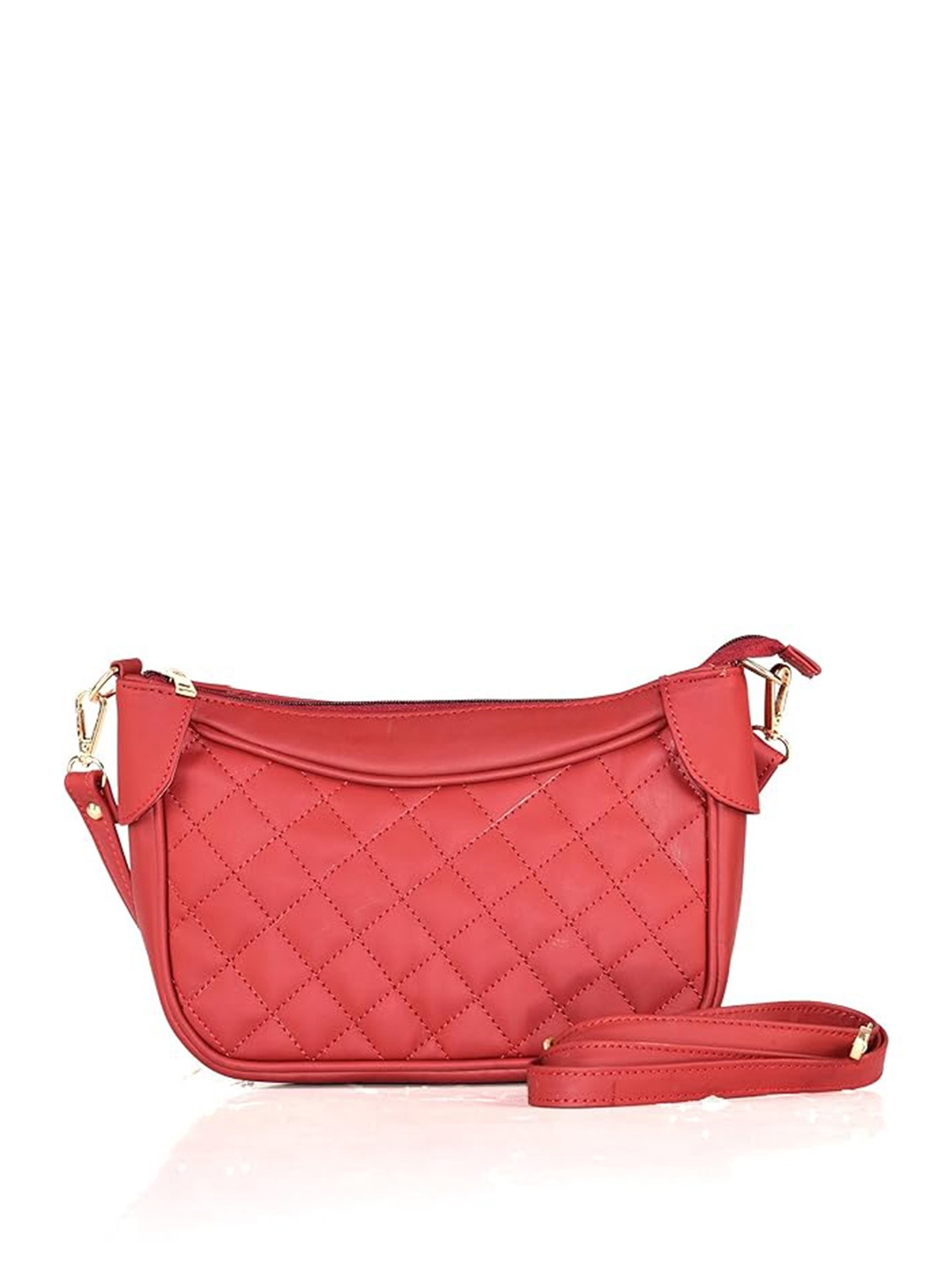 

ARDAN Leather Structured Sling Bag with Quilted, Red