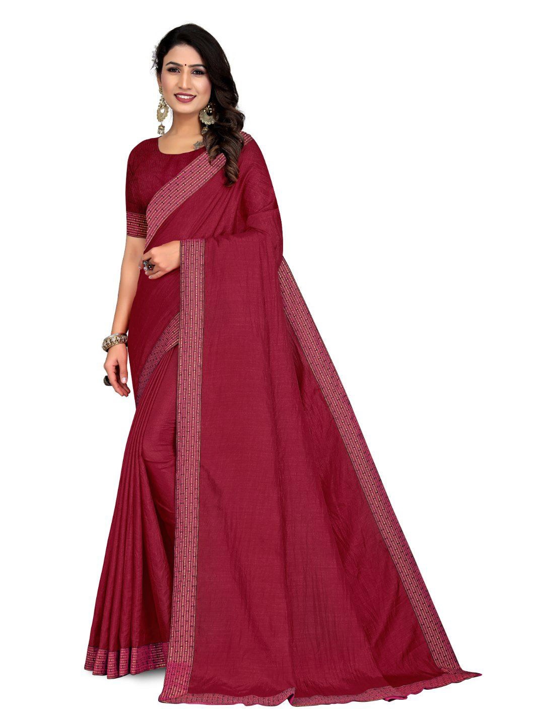 

Tulip Eden Solid Embroidered Saree, Maroon