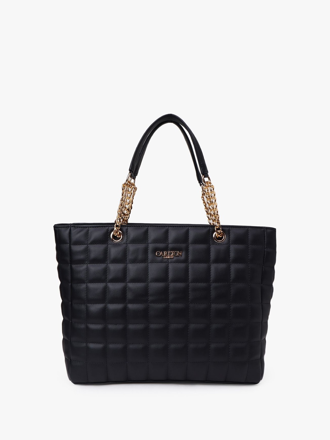 

Carlton London Oversized Structured Handheld Bag With Quilted, Black