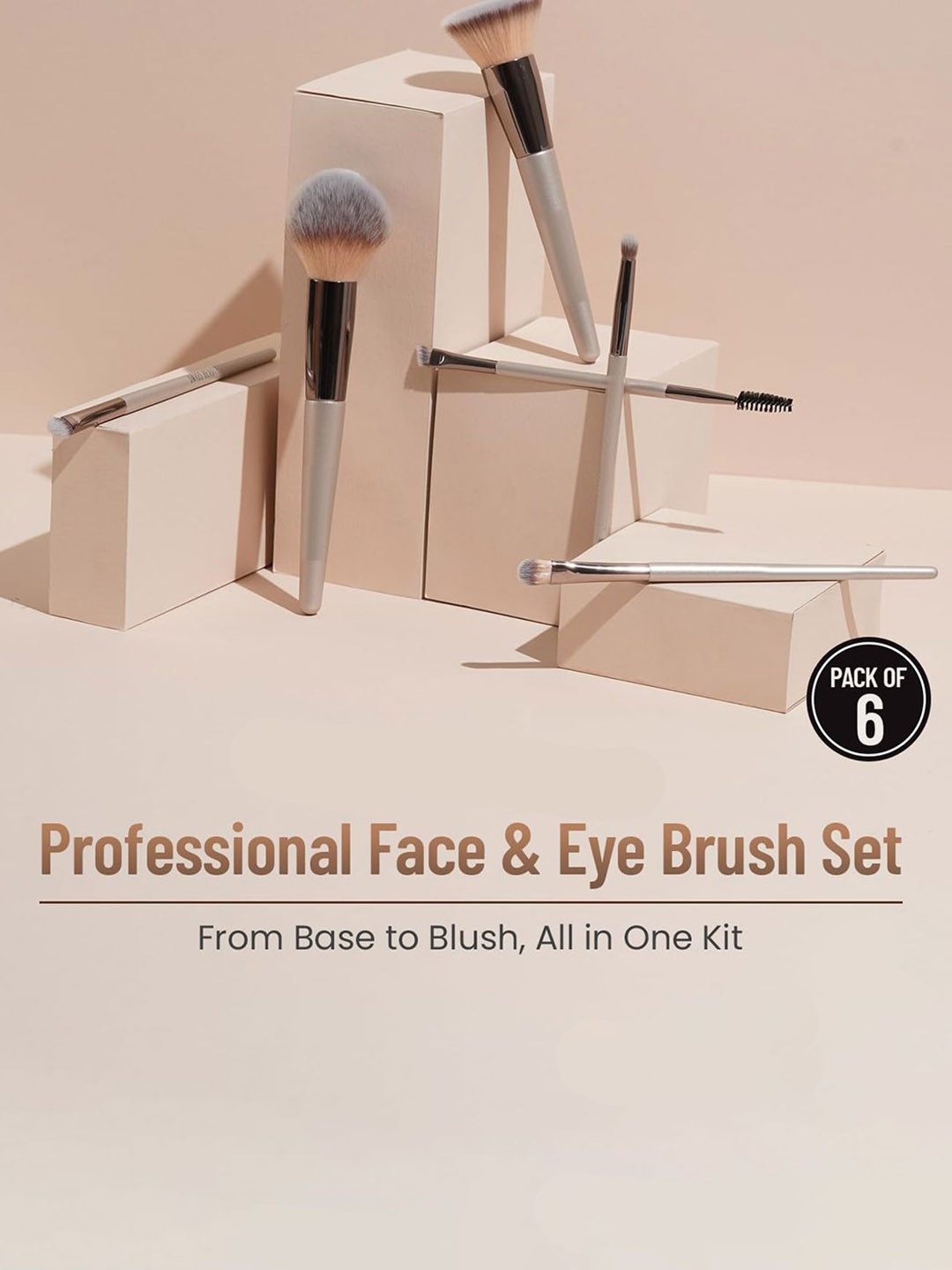 

A.D.S Professional Set Of 6 Face & Eye Brush Set, Gold