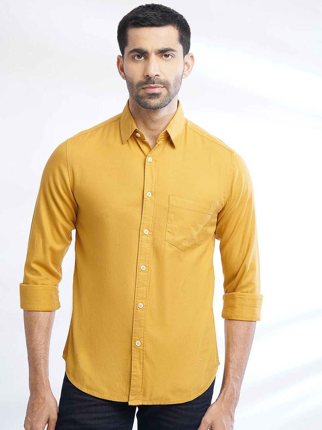 

Greenfibre Slim Fit Cotton Casual Shirt, Yellow