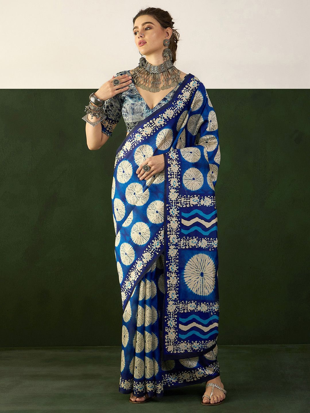 

Mitera Bhagalpuri Saree, Blue