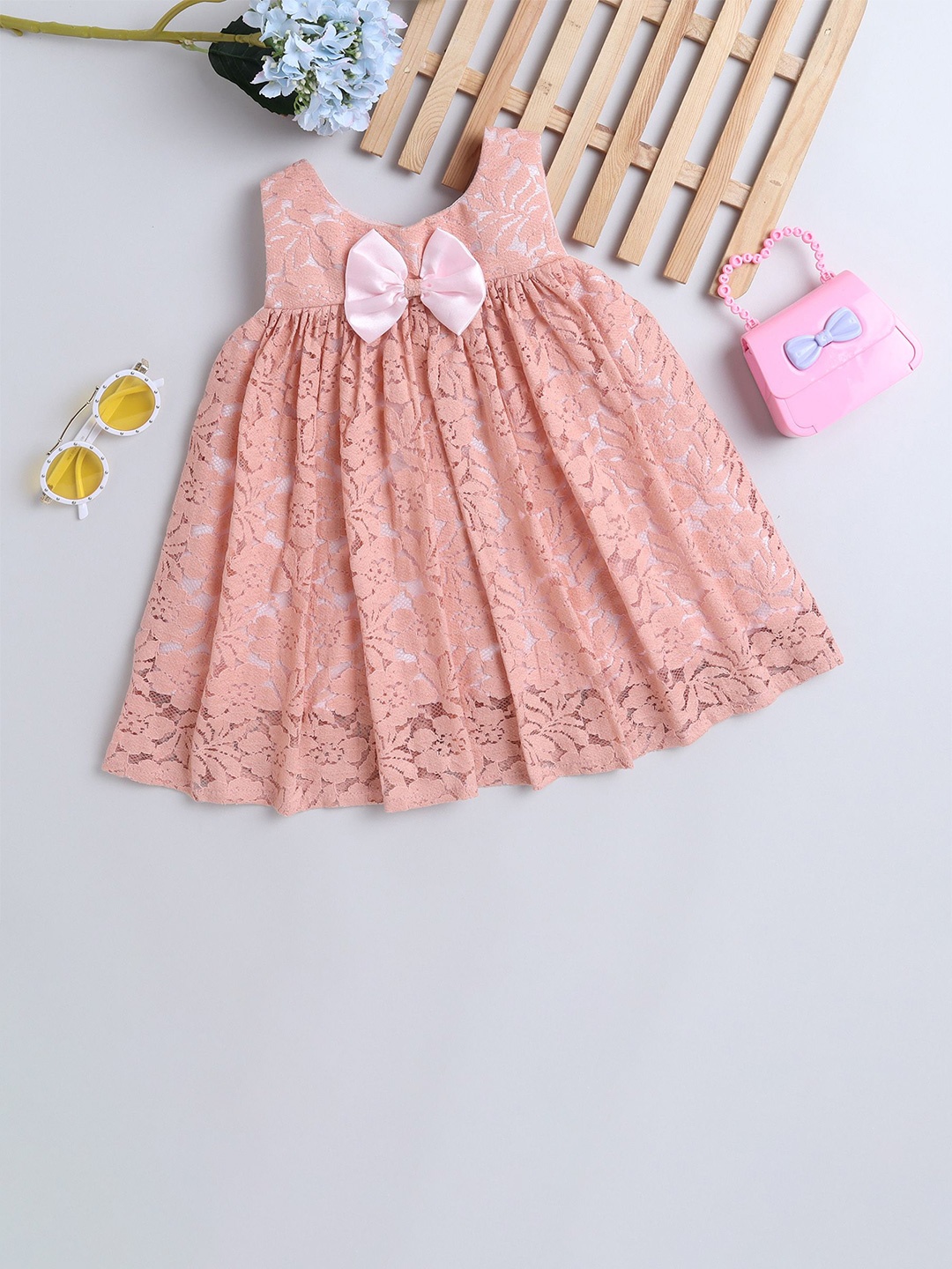 

MANY FROCKS & Girls Fit & Flare Dress, Peach