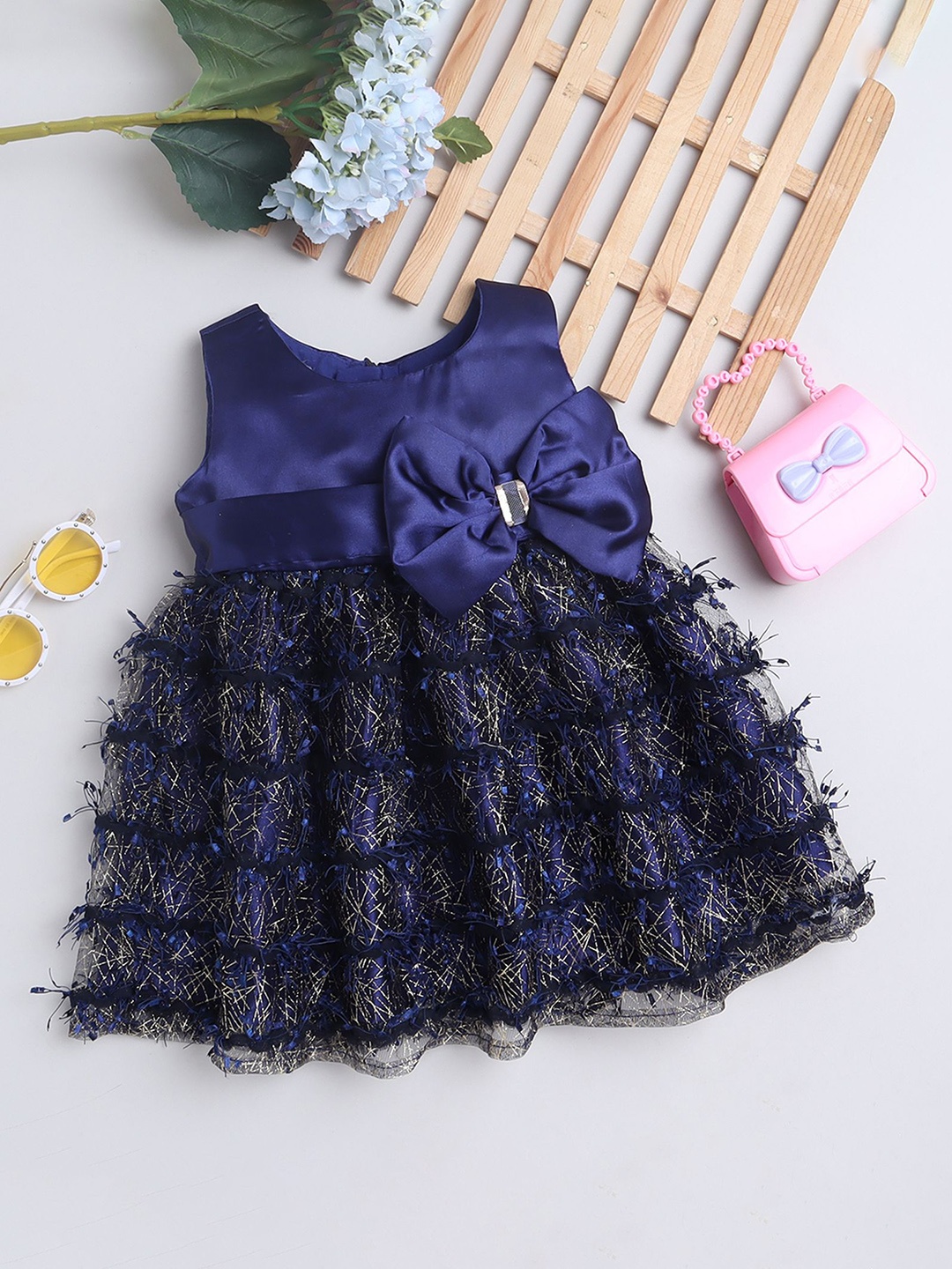 

MANY FROCKS & Girls Net Fit & Flare Dress, Blue