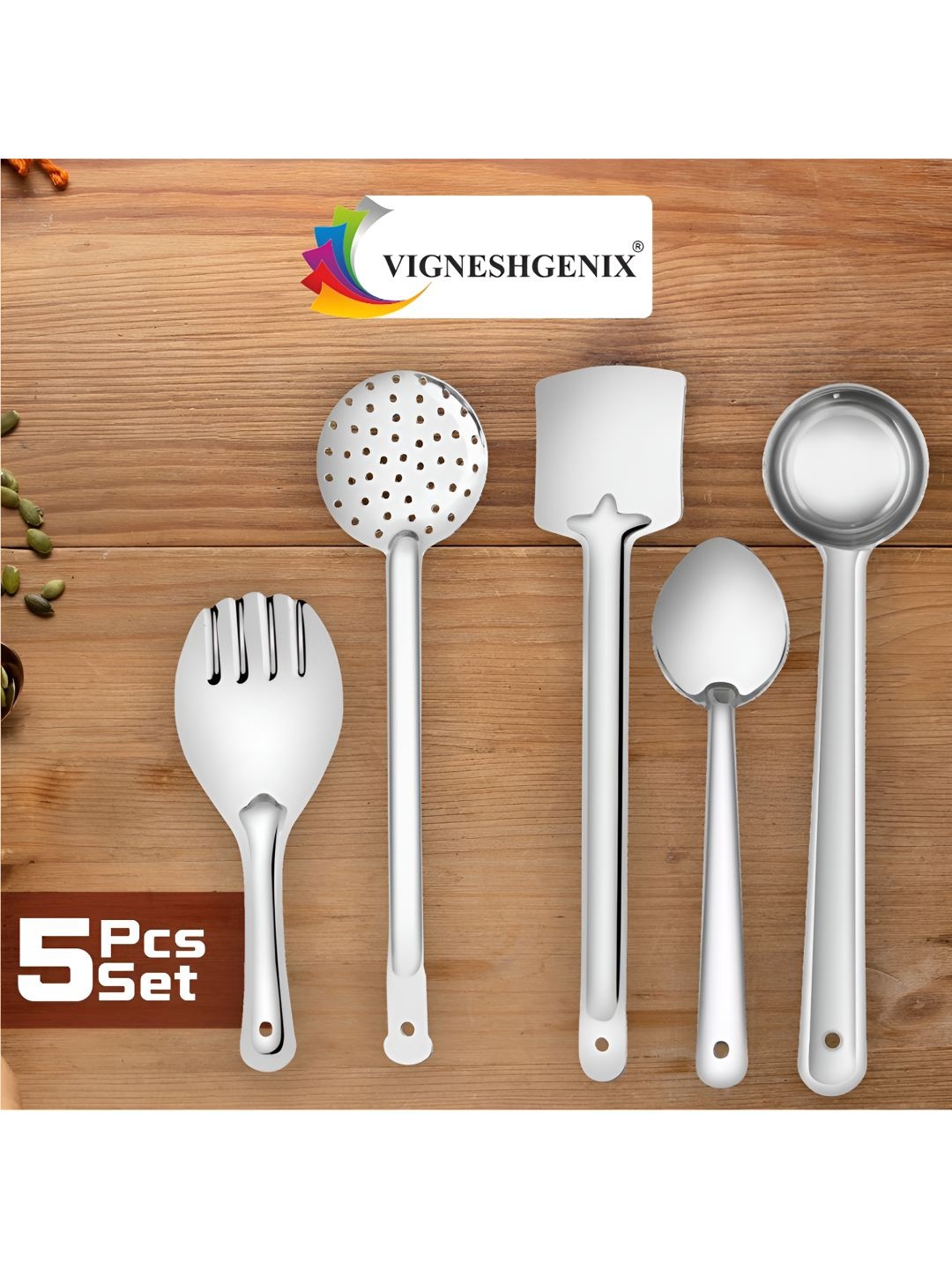 

VIGNESHGENIX Silver-Toned 5 Pieces Stainless Steel Cutlery Set