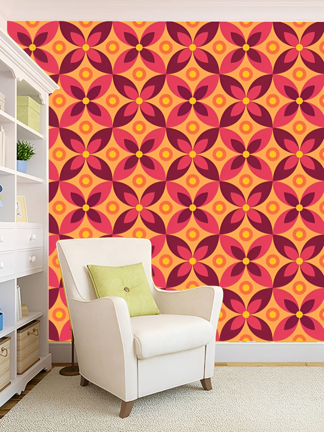 

KSHIRSA Pink & Yellow Printed Self Adhesive 3D Wall Stickers