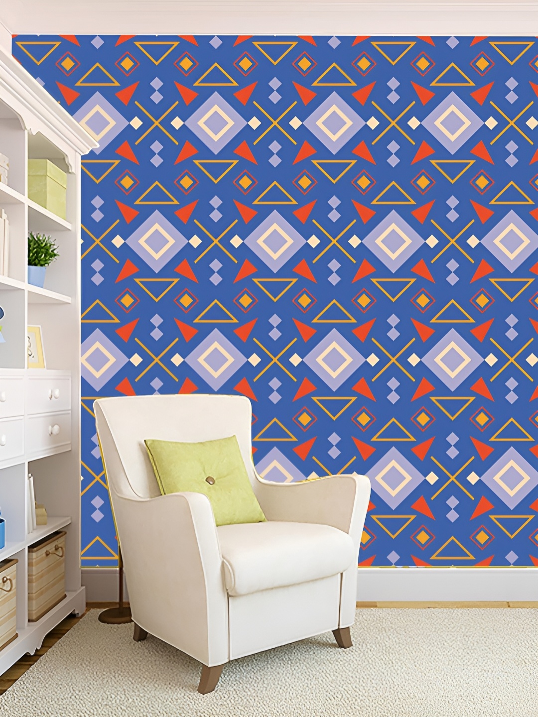 

KSHIRSA Blue & Grey Self Adhesive 3D Printed Wall Sticker