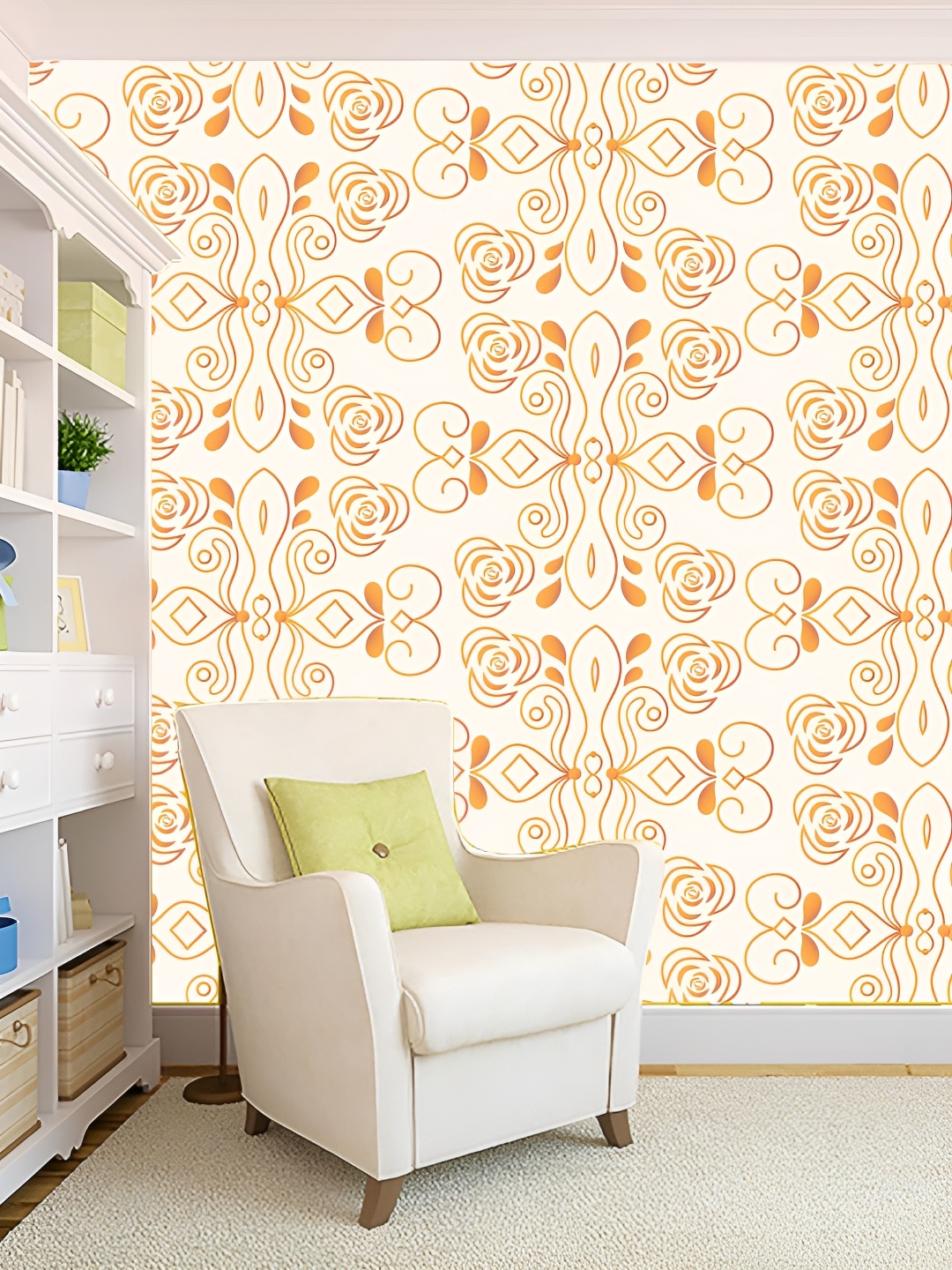 

KSHIRSA White & Yellow Printed Self Adhesive 3D Wall Stickers