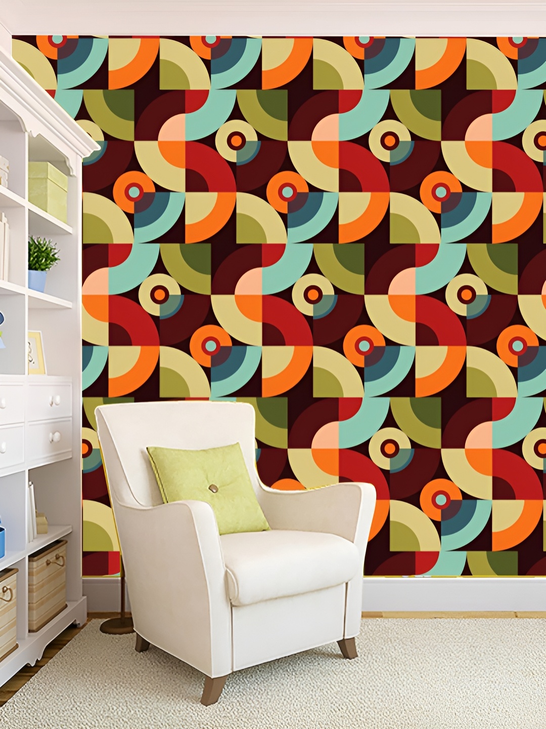 

KSHIRSA Brown & Red Abstract Printed Self Adhesive 3D Wall Stickers