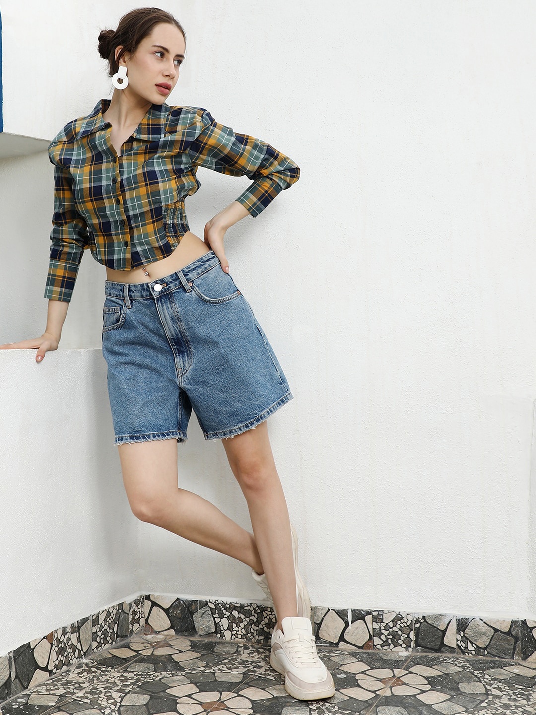 

PINACOLADA Spread Collar Tartan Checks Checked Cotton Casual Shirt, Black