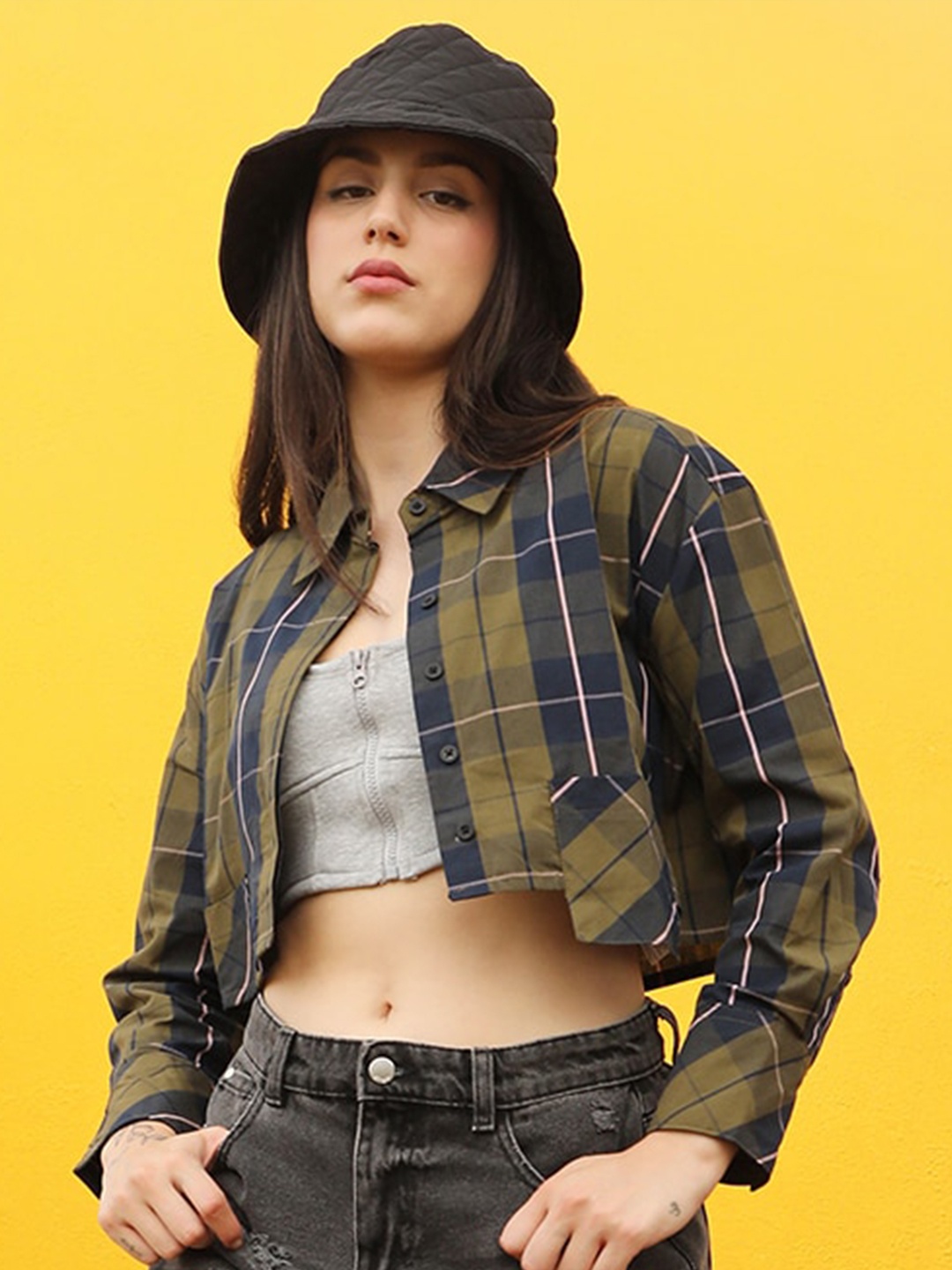 

PINACOLADA Spread Collar Tartan Checks Checked Cotton Casual Shirt, Navy blue