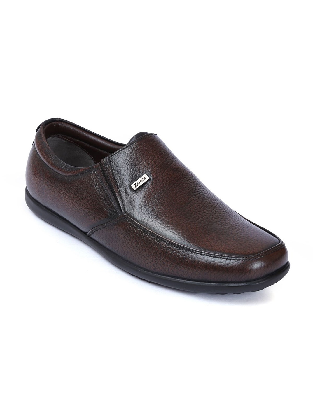 

Zoom Shoes Men Textured Leather Formal Slip On Shoes, Brown