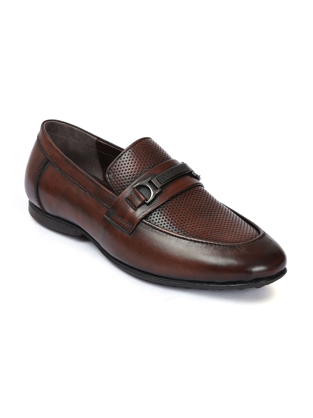 

Zoom Shoes Men Textured Formal Loafers, Brown