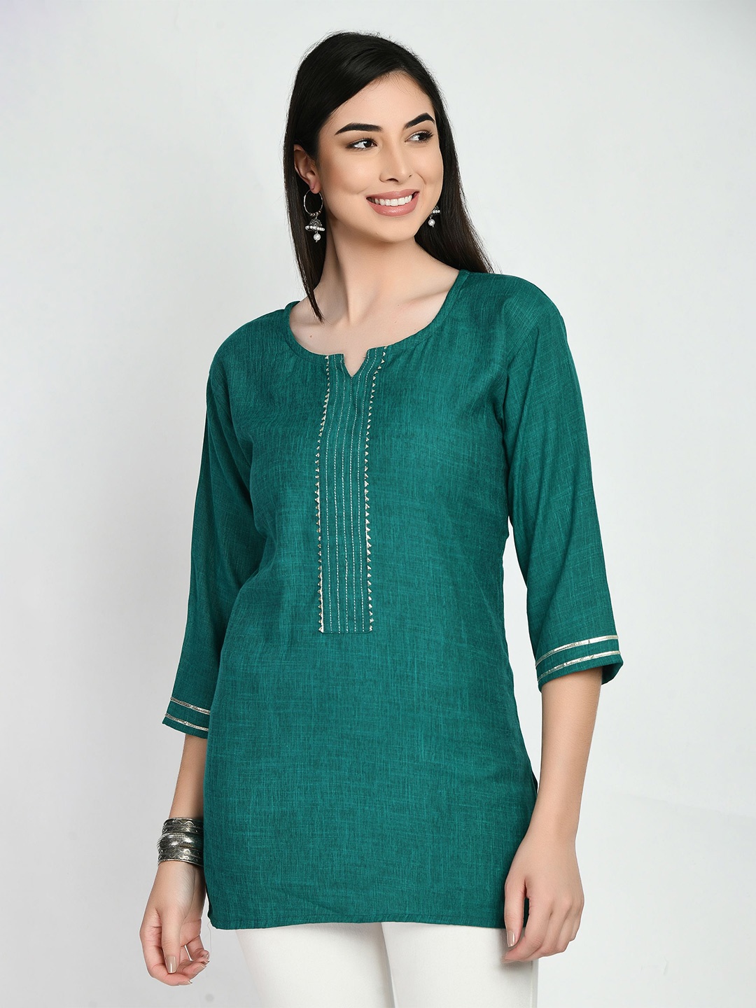 

AnjuShree Choice Printed Round Neck Tunic, Green