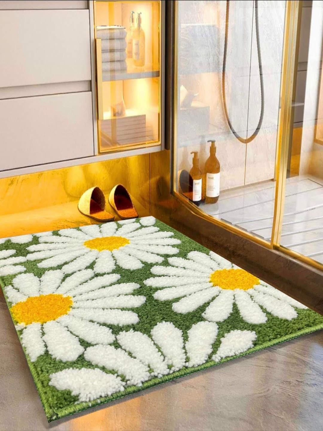 

ROSEATE Green Printed Microfiber Doormat