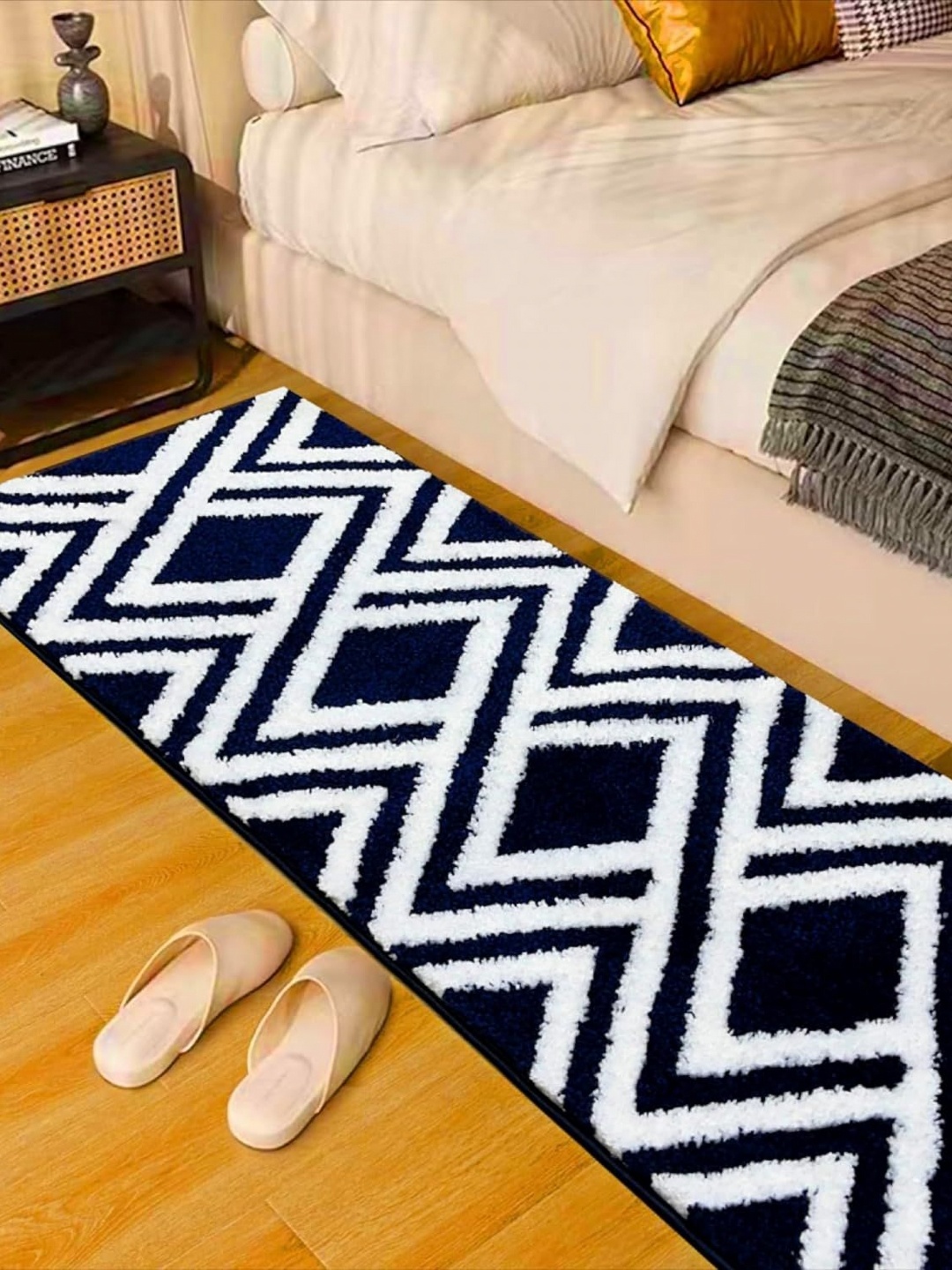 

ROSEATE Blue & White Printed Anti Skid Runner