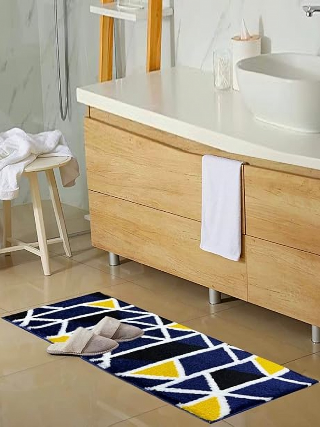 

ROSEATE Blue & Yellow Printed Anti Skid Runners