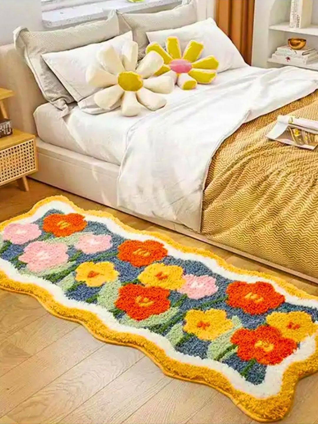 

ROSEATE Grey & Yellow Printed Anti Skid Runners