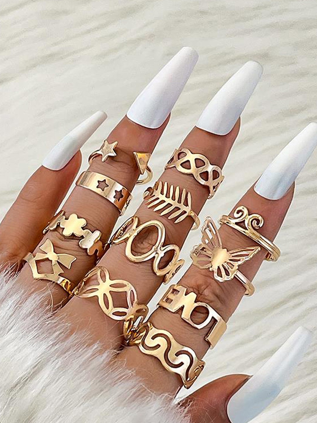

Jewels Galaxy Set Of 12 Gold-Plated Finger Rings