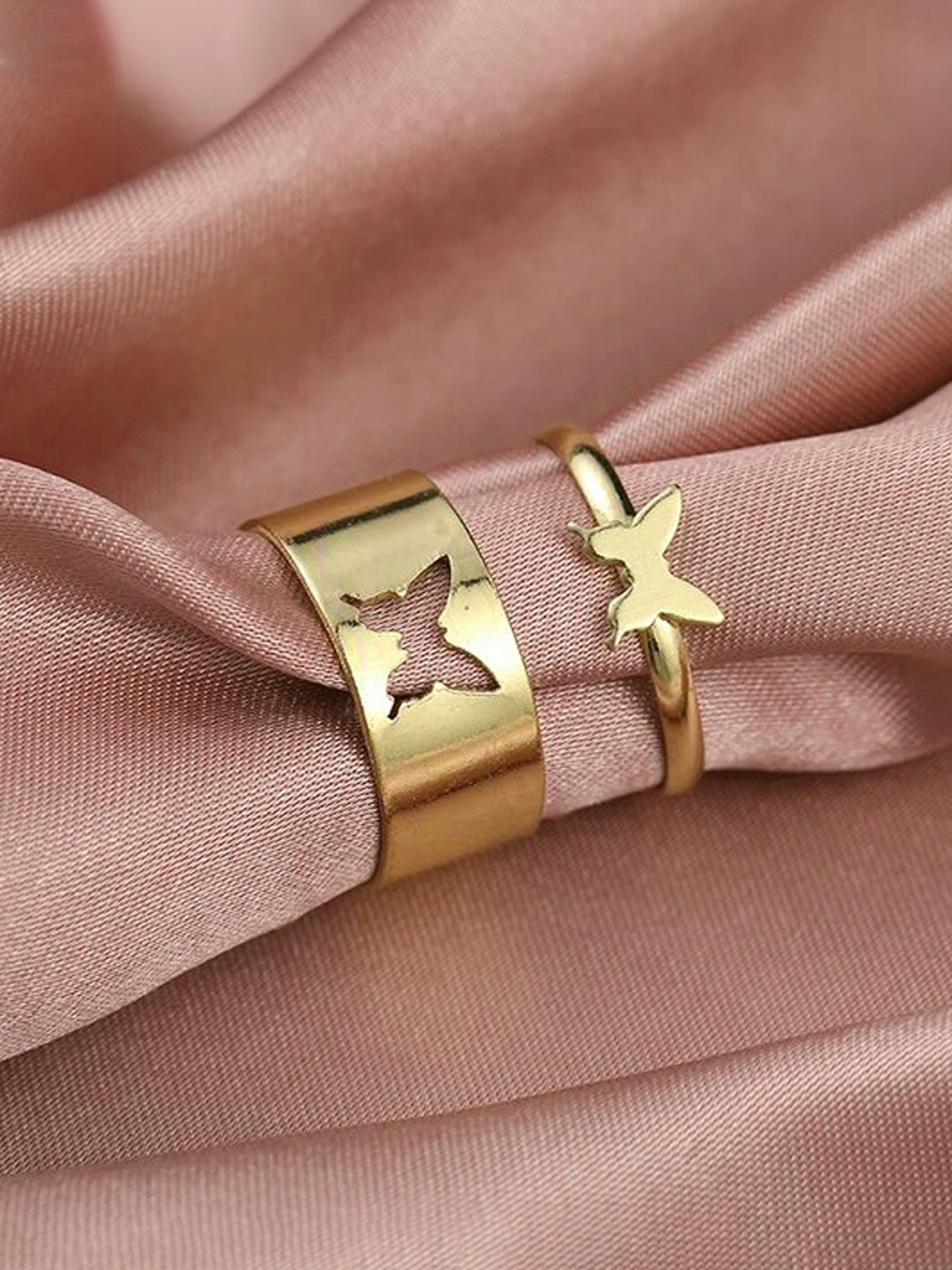 

Jewels Galaxy Set of 2 Gold- plated Adjustable Finger Rings
